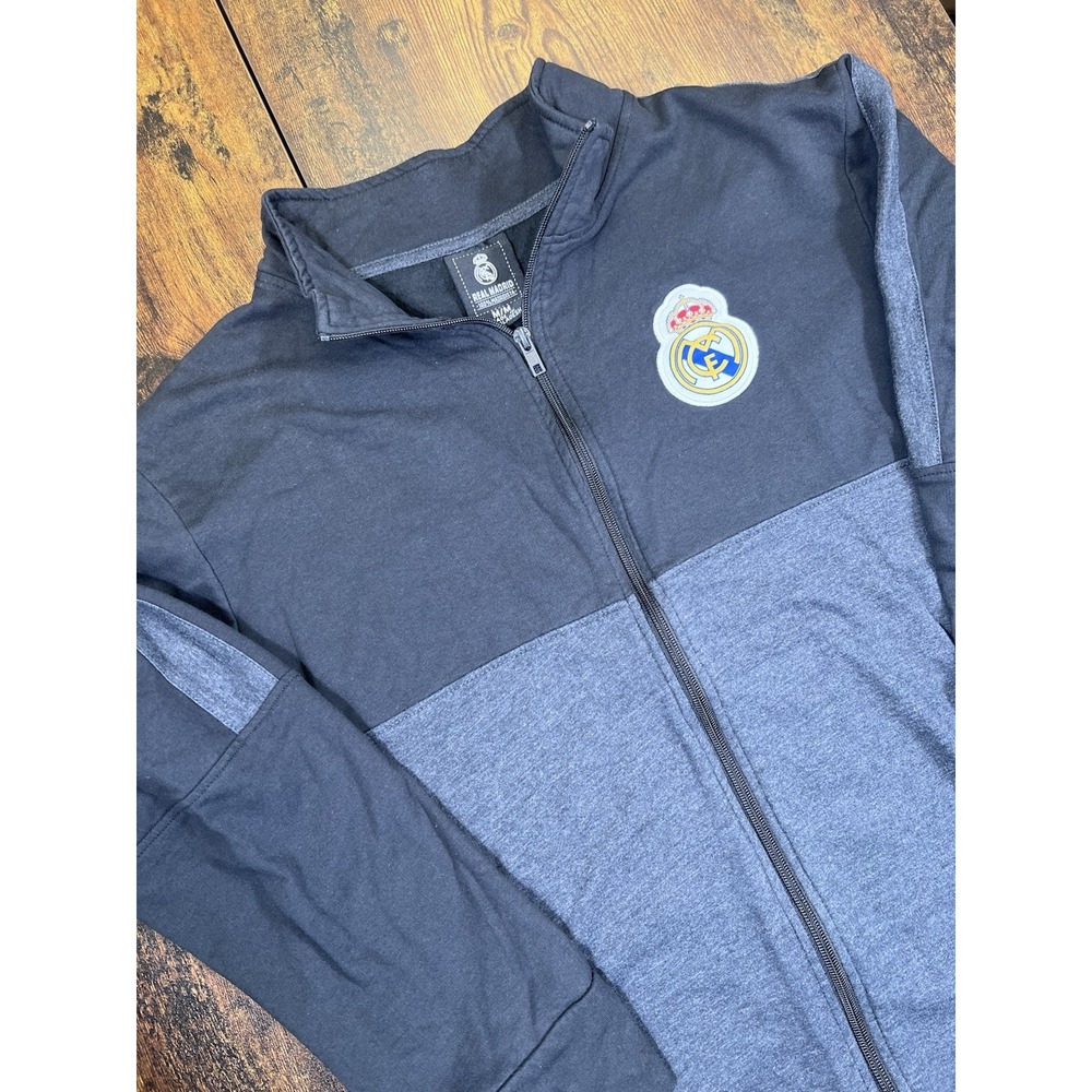 Real Madrid C.F Gray Black Full Zip Fleece Sweatshirt Sz M Official Merchandise